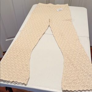 NWT Sheer Knit Textured Feminine Boho Prairie Pull On Beach Pants Flare leg Med